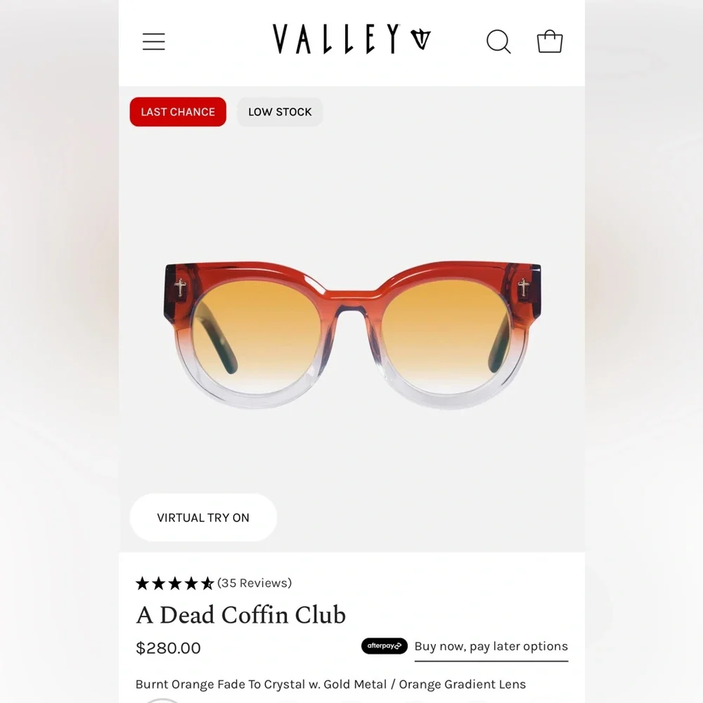 NWT Valley Eyewear Red to Clear Gradient Goth Sunglasses with Amber Lenses 💀🖤